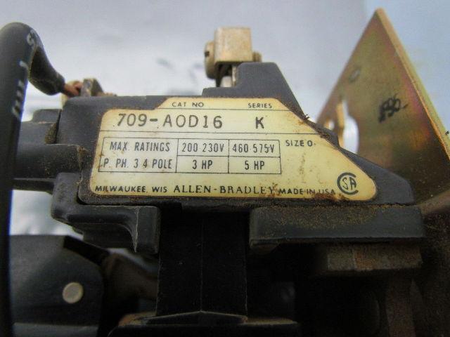 709-AOD16 709-A0D16 Motor Starter 3-Pole 120V Coil Ser K Size 0 N22 Overloads