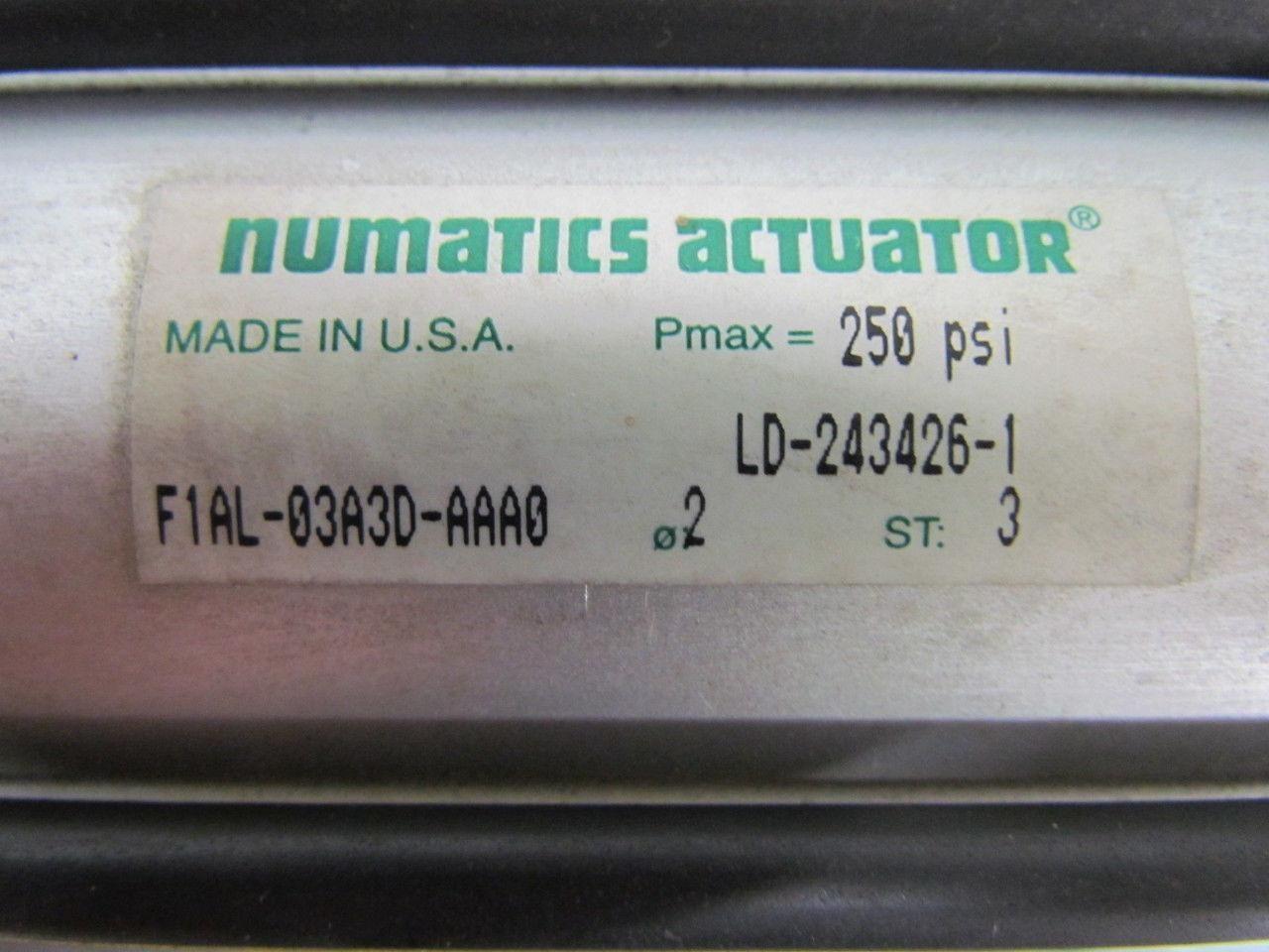 Numatics Actuator F1AL-03A3D-AAA0 Pneumatic Air Cylinder 2" Bore 3" Stroke