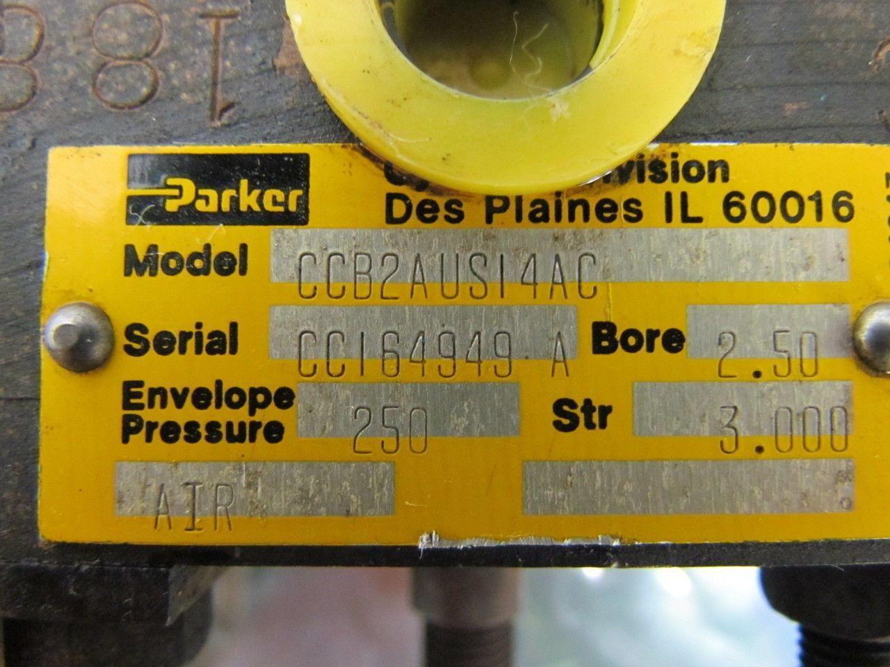 Parker CCB2AUS14AC Pneumatic Air Cylinder 2-1/2" Bore 3" Stroke w/Sensors