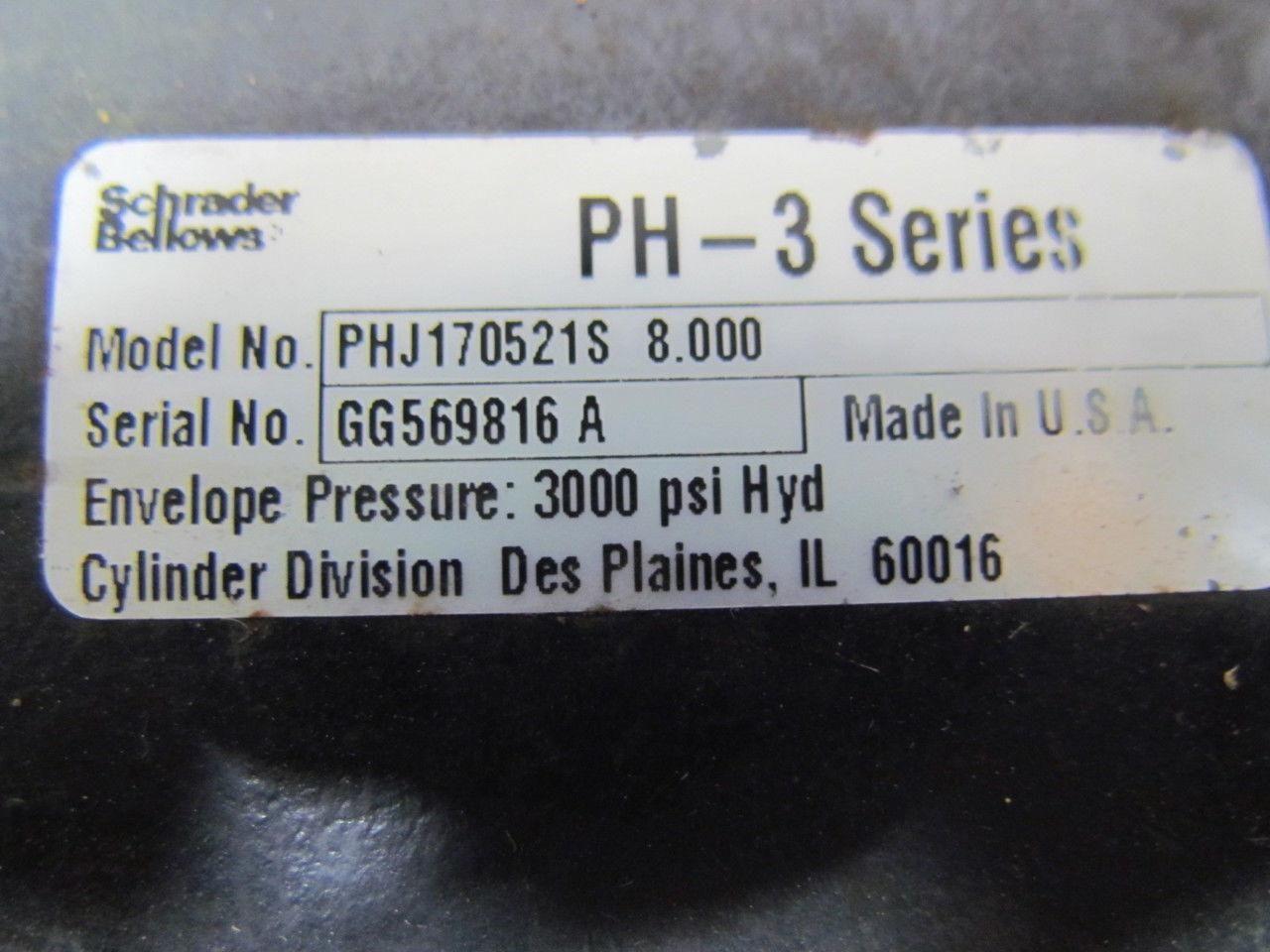 Schrader Bellows PHJ170521S-8.000 Hydraulic Cylinder Heavy Duty Tie Rod 3000PSI
