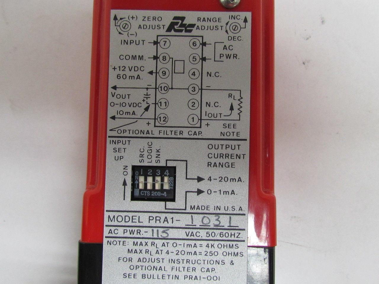 Red Lion Controls PRA1-1031 Pulse Rate Converter 115 VAC 12-Pin w/Base