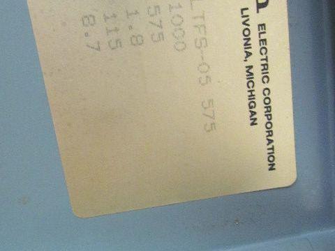 Daykin LTFS-05 575 Transformer Disconnect Switch 1000VA 575V Pri 115V Sec 1Ph