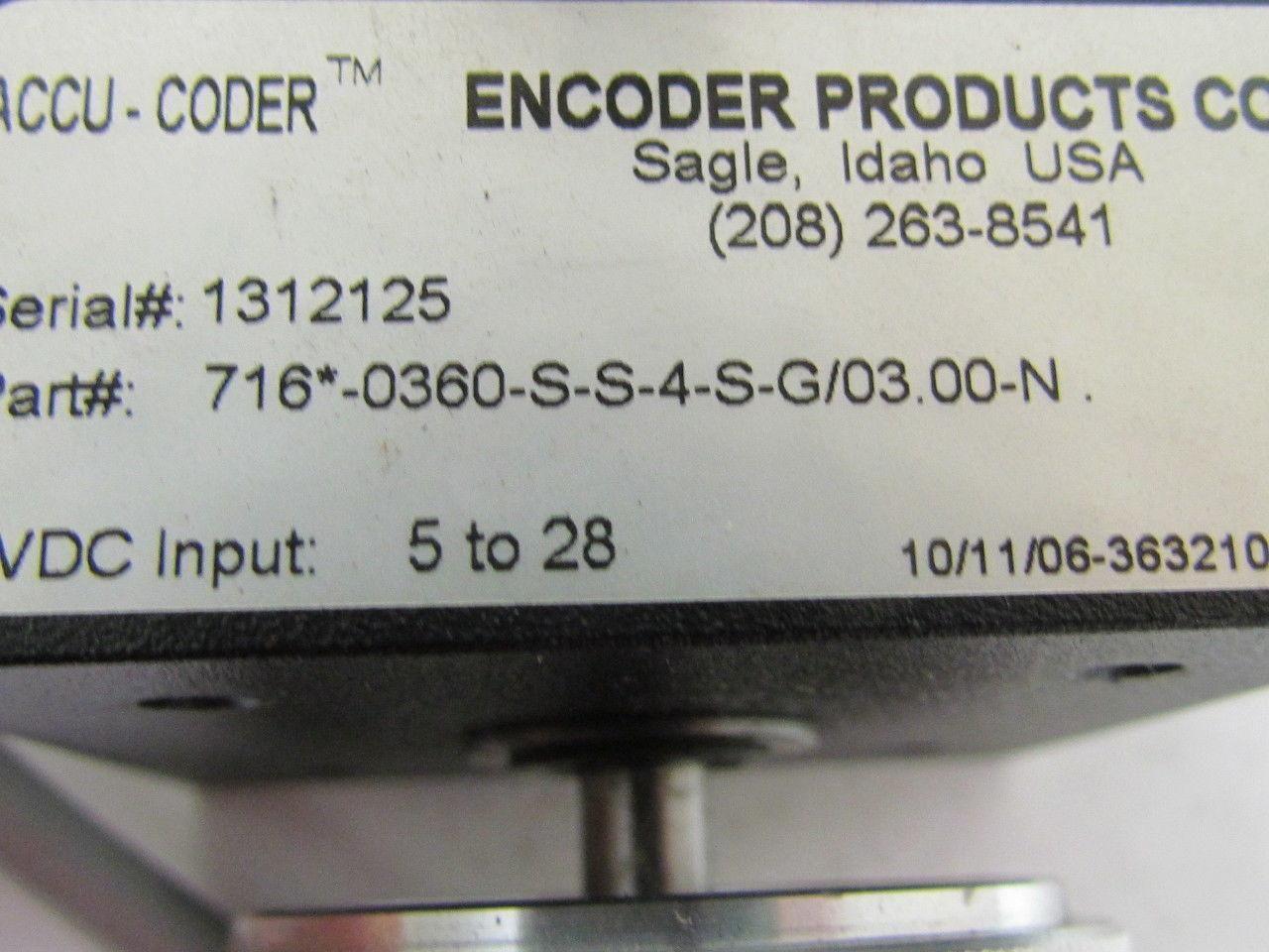 Encoder 716*-0360-S-S-4-S-G/03.00-N Accu-Coder Shaft Encoder 5-28 VDC Input