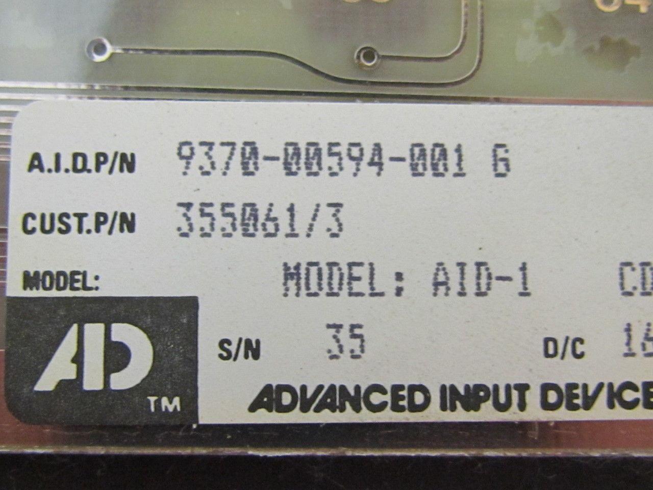 AD Advance 9370-00594-001G AID-1 Operator Interface Panel Keypad 355061/3 E87309