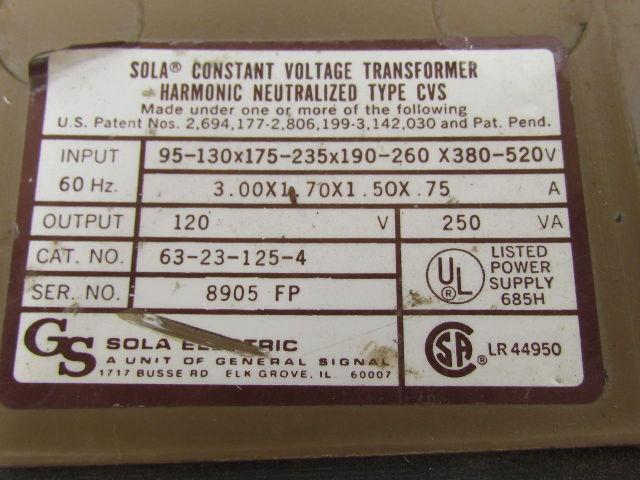 Sola 63-23-125-4 Constant Voltage Transformer