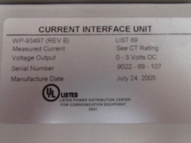 Tyco WP-93497 0-3 Volt DC Current Interface Unit Galaxy/Millenium Controller 3PH