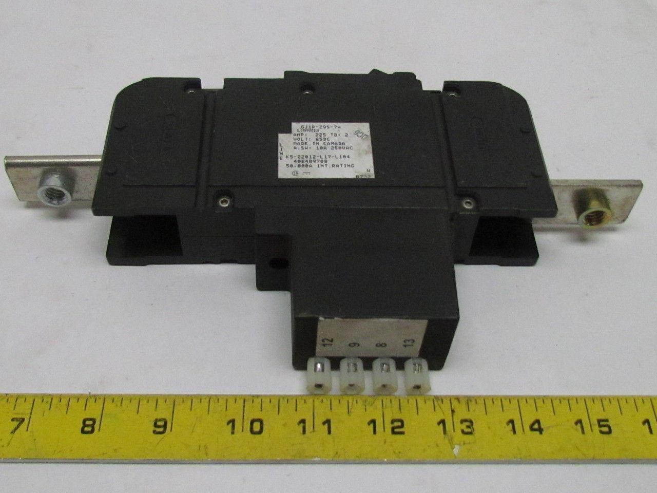 Heinemann GJ1P-Z95-7W Special Purpose Circuit Breaker 225Amp 65VDC 25 KAIC 1Pole