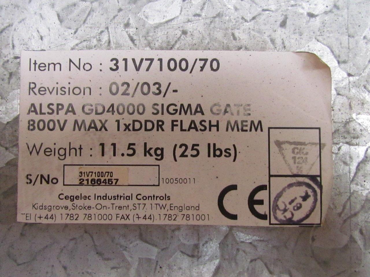 ALSPA GD4000 SIGMA Gate Variable Speed & Torque Drive 800V Max 1xDDR Flash Mem