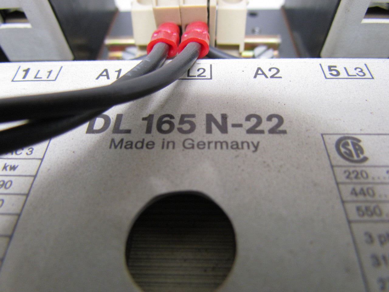 GEC ALSTHOM DL 165 N-22 3 Pole Contactor 110 Volt Coil 240 V 125 HP 480 V 225 HP