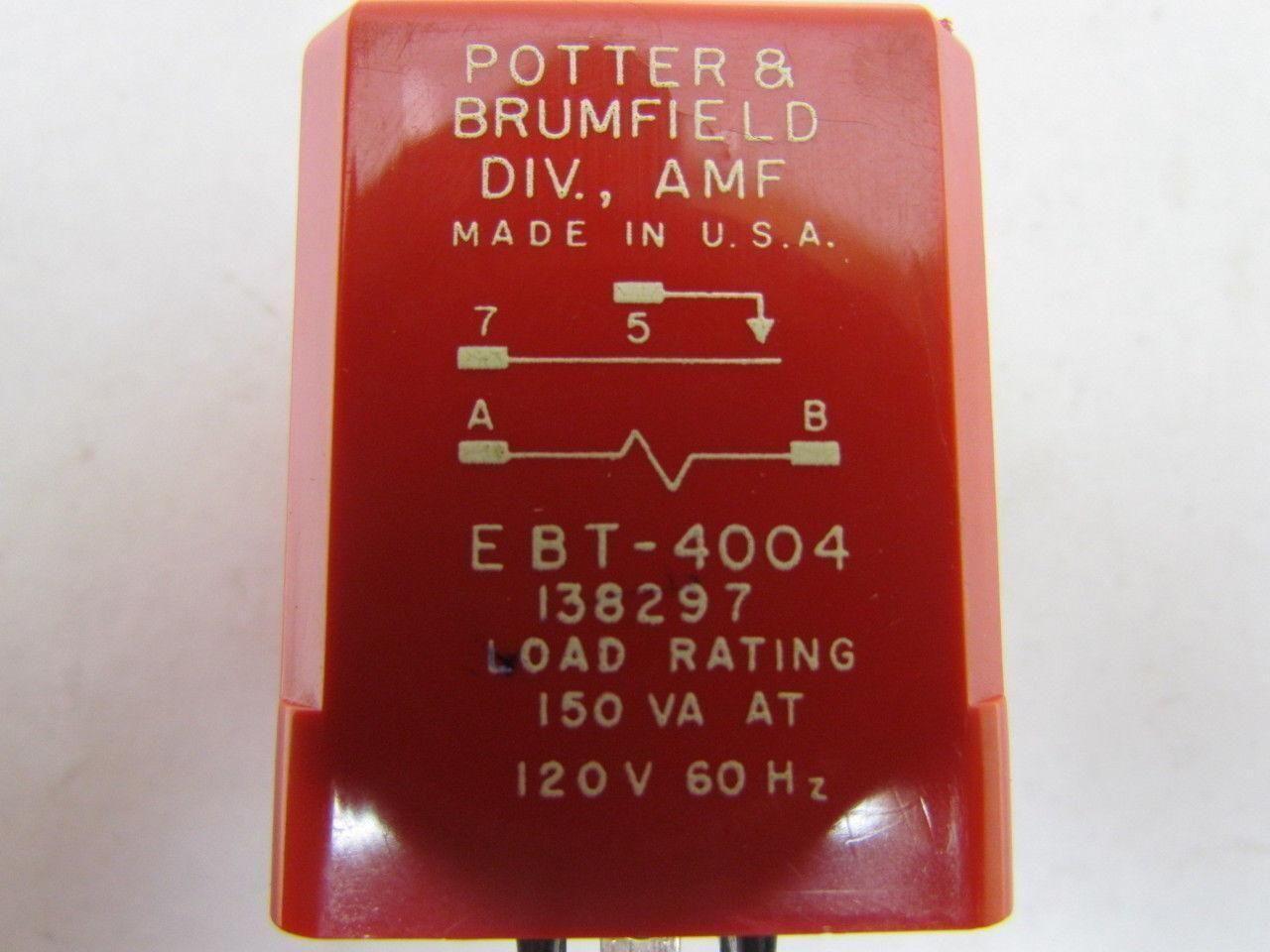 Potter & Brumfield EBT-4004 138297 Relay Load Rating 150VA At 120V 60Hz 4 Pin