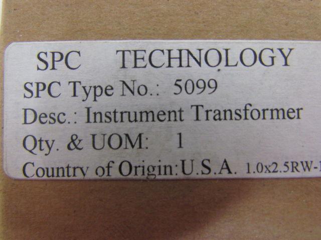 SPC 5099 E175133 Instrument Transformer 1.0x2.5RW-100 600V 1.33 50-400Hz Current