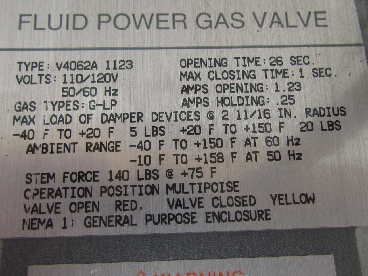 Honeywell V4062A 1123 V5055B Hi-Lo-Off Fluid Power 2"NPT Gas Valve Actuator