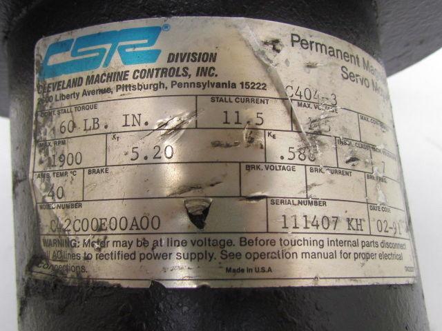 Cleveland C42C00E00A00 Permanent magnet Servo Motor 60 Lbs/In 115V 1900RPM