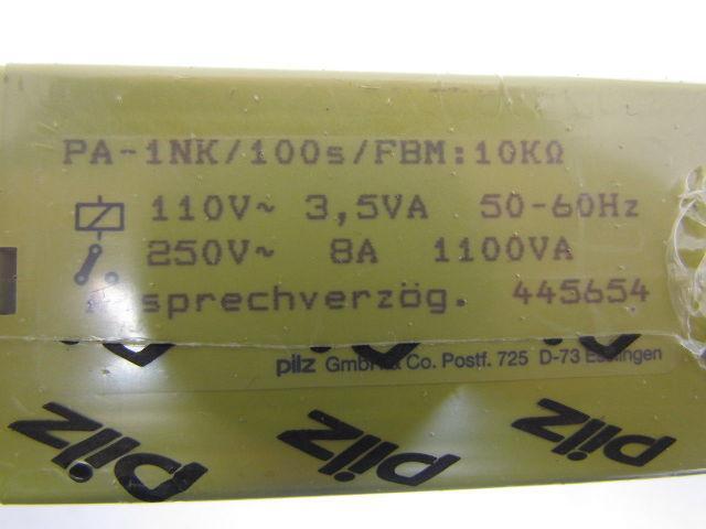 Pilz PA-1Nk/100s/FBM:10Kohm Safety Relay Timer 110V 3.5VA 100Sec PA-1NK NIB