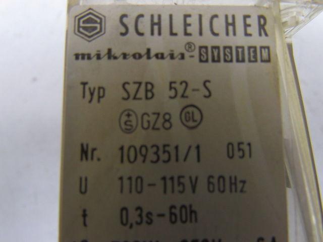 Schleicher Mikrolais SZB 52-S On-Delay Timer Relay 3Sec-60Hrs 110-115V