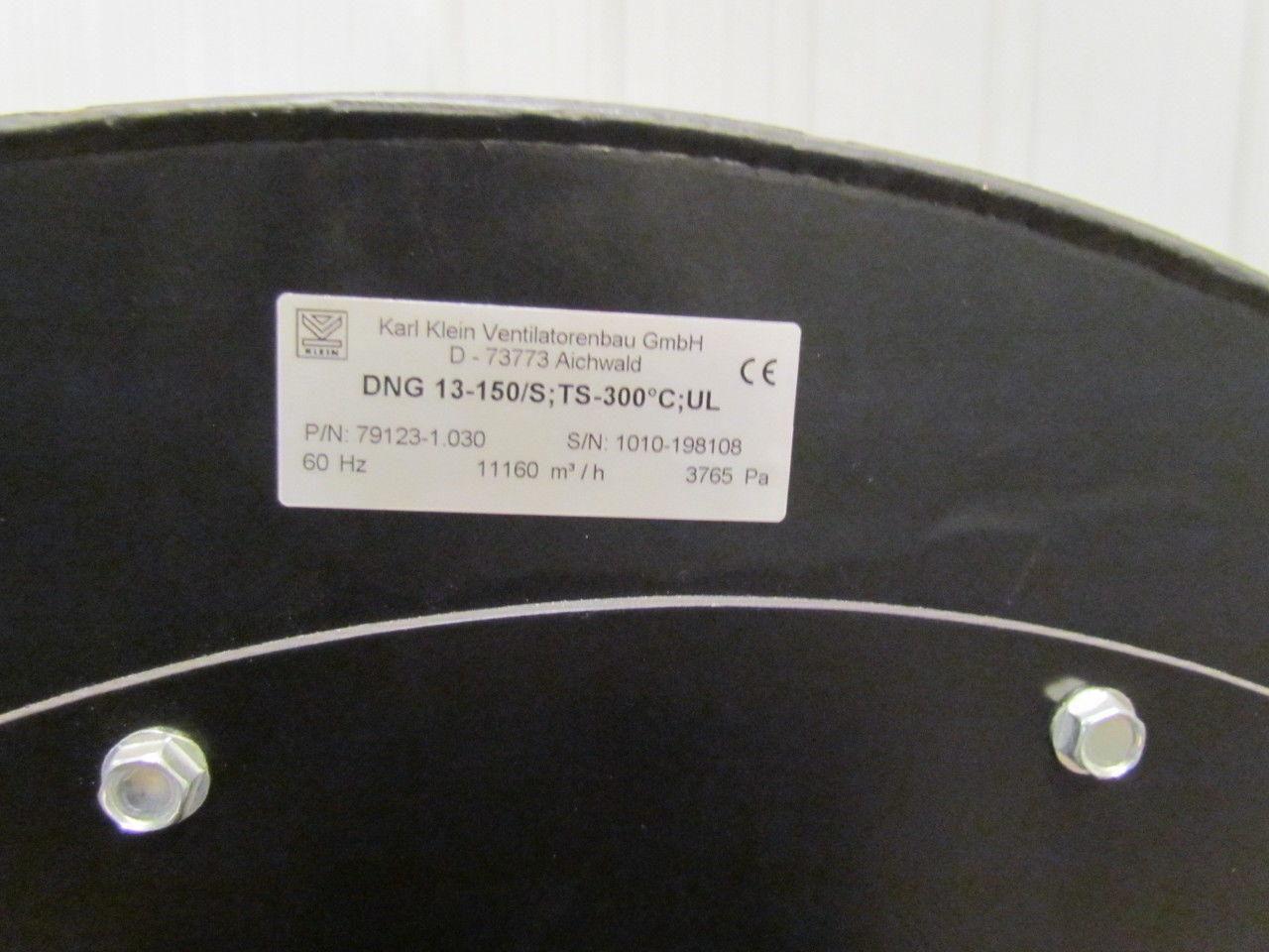 Karl Klein DNG 13-150S Low-Pressure High Performance Fan 10HP 394112 CF/Hr 15"SP