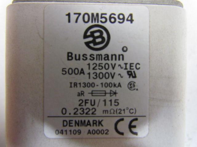 Bussmann 170M5694 500 Amp High Speed Square Body Blade Fuse 1250 Volt IEC