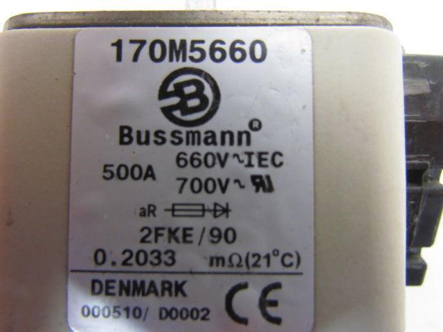 Bussmann 170M5660 500 Amp 660 Volt IEC Square Body Blade Fuse