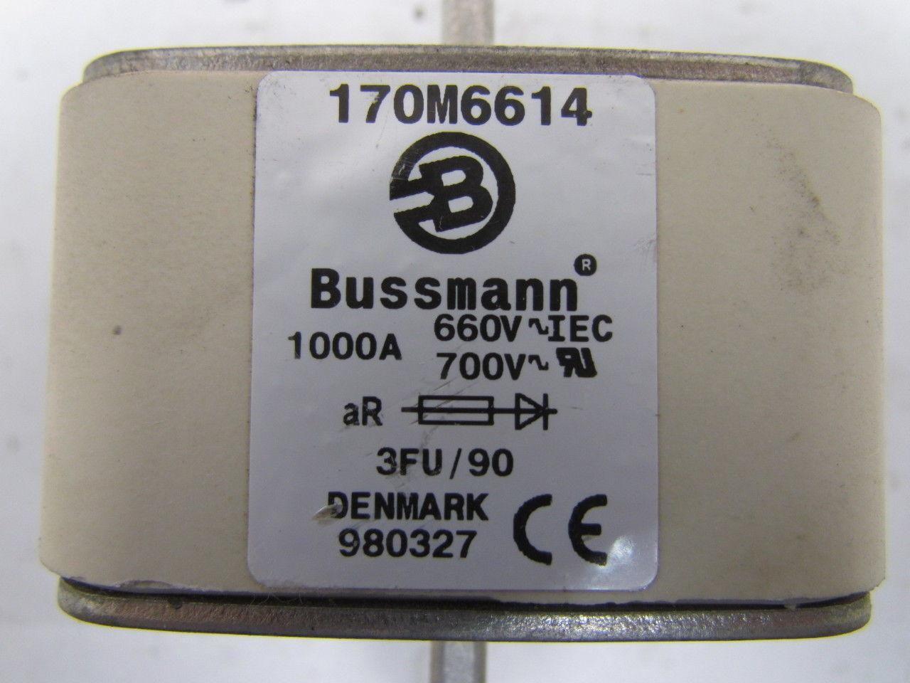 Bussmann 170M6614 1000 Amp 660 Volt IEC High Speed Square Body Blade Fuse