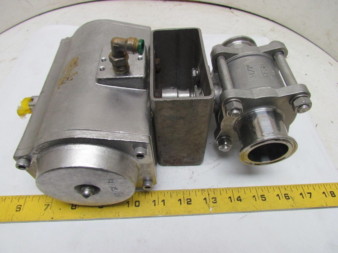 10-SR-85 1000 WOG CF8M Stainless Steel 1-1/2" Tri Clover Ball Valve w/Actuator