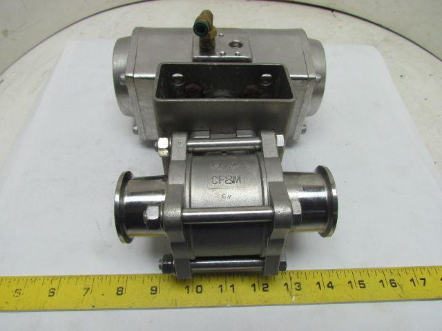 10-SR-85 1000 WOG CF8M Stainless Steel 1-1/2" Tri Clover Ball Valve w/Actuator