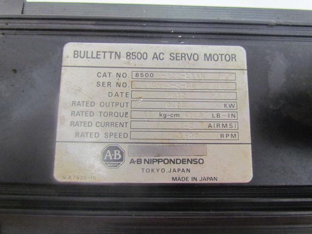 A-B 8500-A2D-L1AN AC Servo Motor Rated Output 0.85KW Torque 47.9 Lb-In 1500 RPM