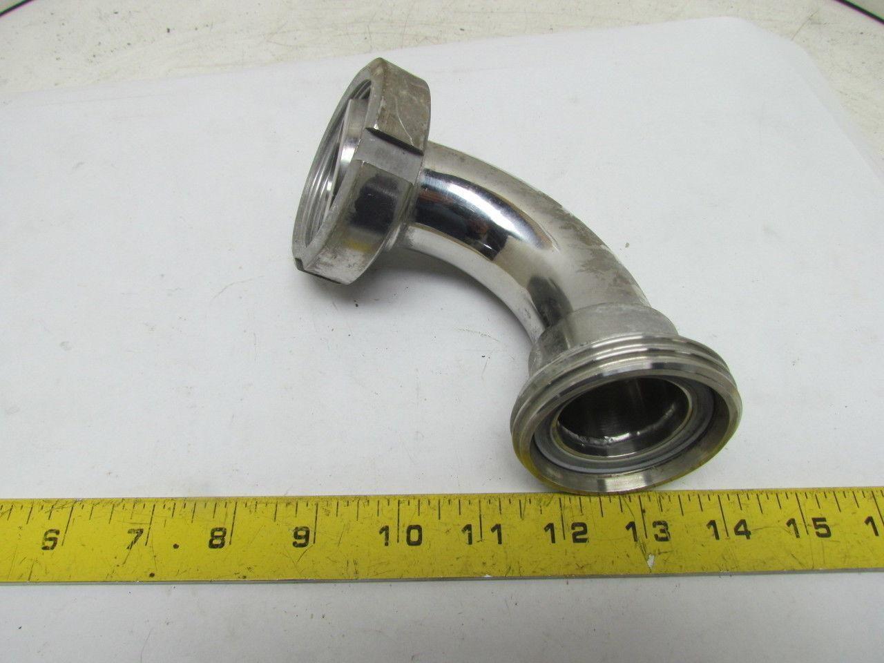 1-1/2" Stainless Steel 90 Deg Elbow Threaded Bevel Seat x Plain Bevel w/Nut