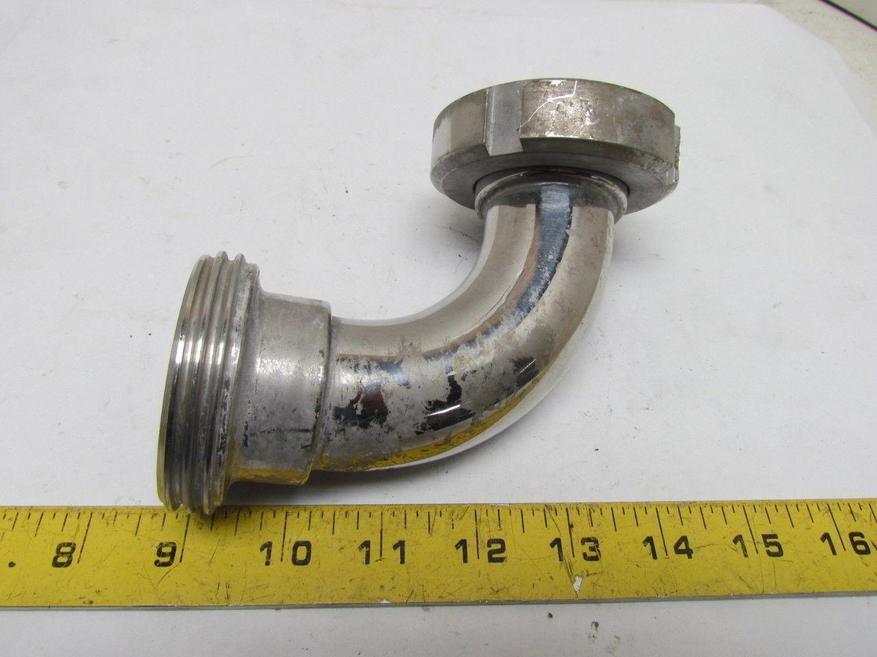 1-1/2" Stainless Steel 90 Deg Elbow Threaded Bevel Seat x Plain Bevel w/Nut