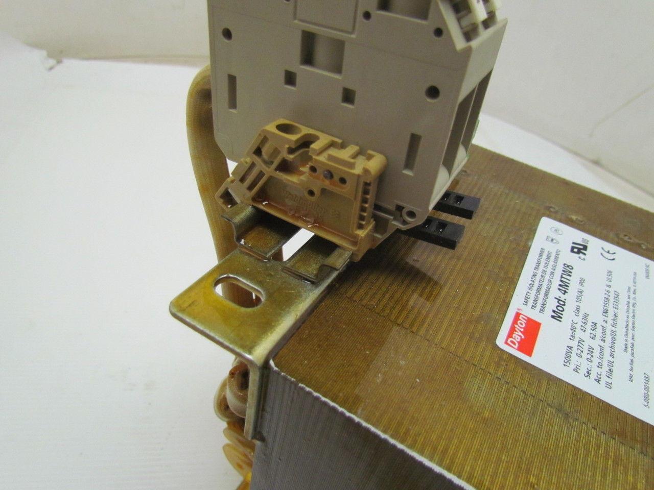 Dayton 4mtw8 Isolating transformer Rated Power 1500VA in 277V out 24V