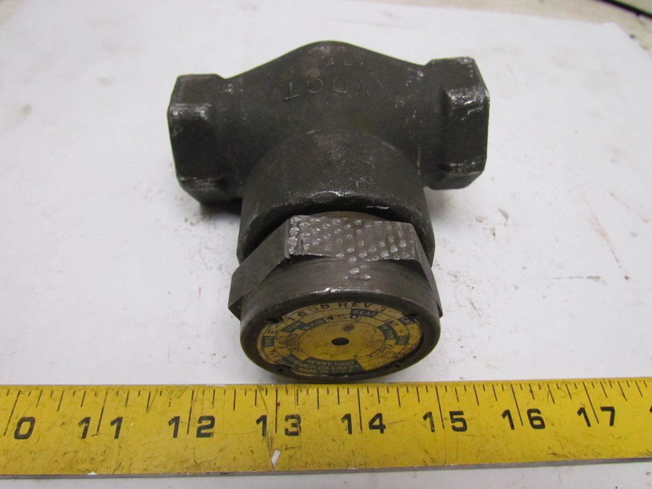 Henry Vogt 1554 E11698 REV3 Line Mount Hydraulic Check Valve 450F 30000WP 3/4npt