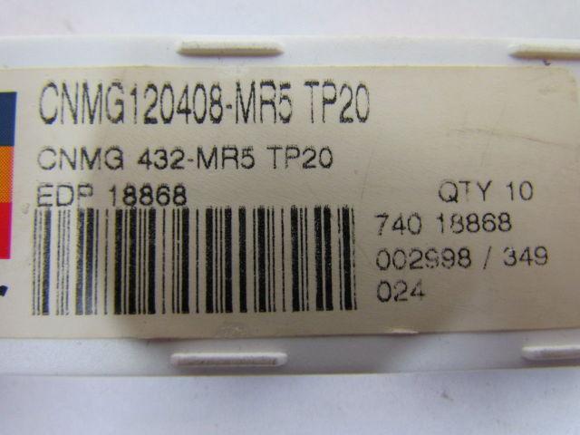 Seco Carboloy CNMG 432-MR5 TP20 Carbide Insert Grade TP20 Secolor Box of 10pcs