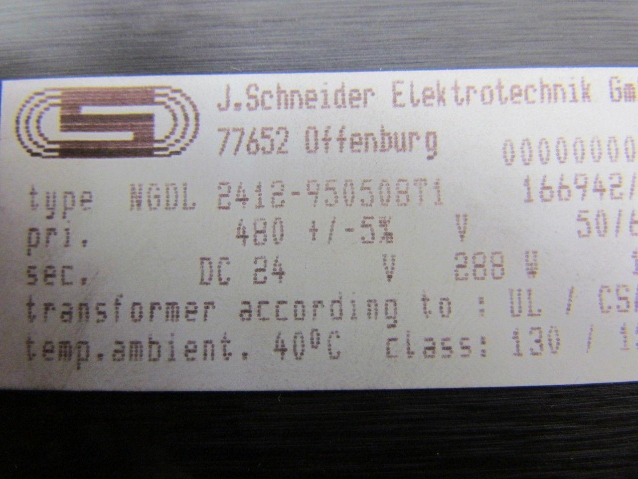 J.Schneider NGDL 2412-950508T1 166942/2 Transformer 480V Pri 24VDC Sec 288W 12A
