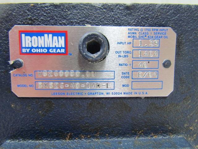 Ohio BM826-40-140-L W8260080.00 Speed Reducer Gearbox Gear Box 40:1 Ratio 56C