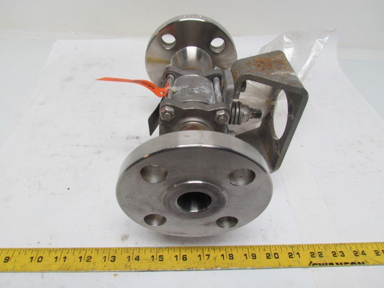 PBM DPH-E5M-L10-02A 1" Stainless Steel 3-Way Flanged Valve w/Actuator Bracket
