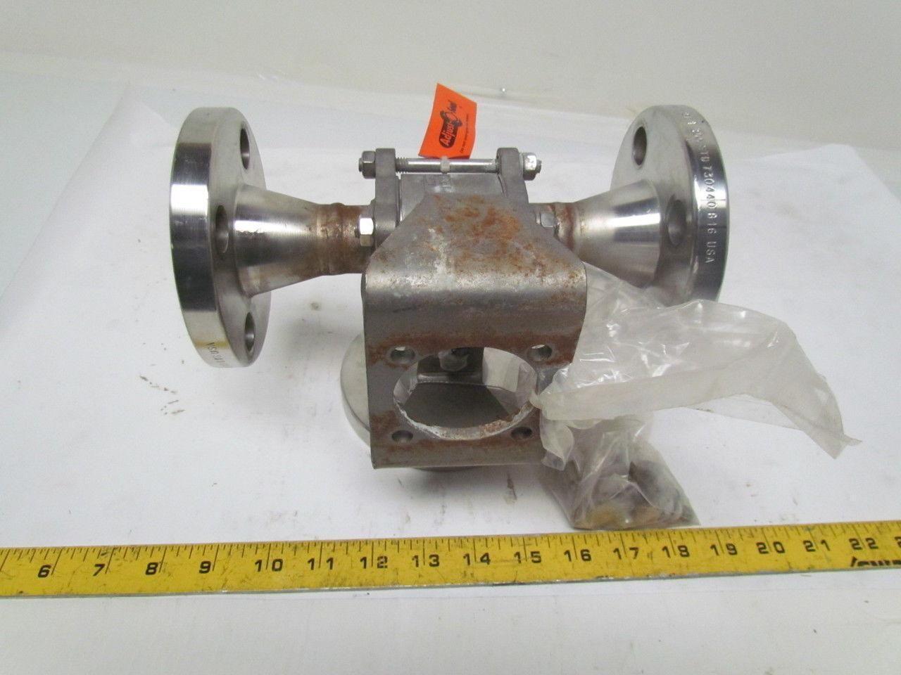 PBM DPH-E5M-L10-02A 1" Stainless Steel 3-Way Flanged Valve w/Actuator Bracket