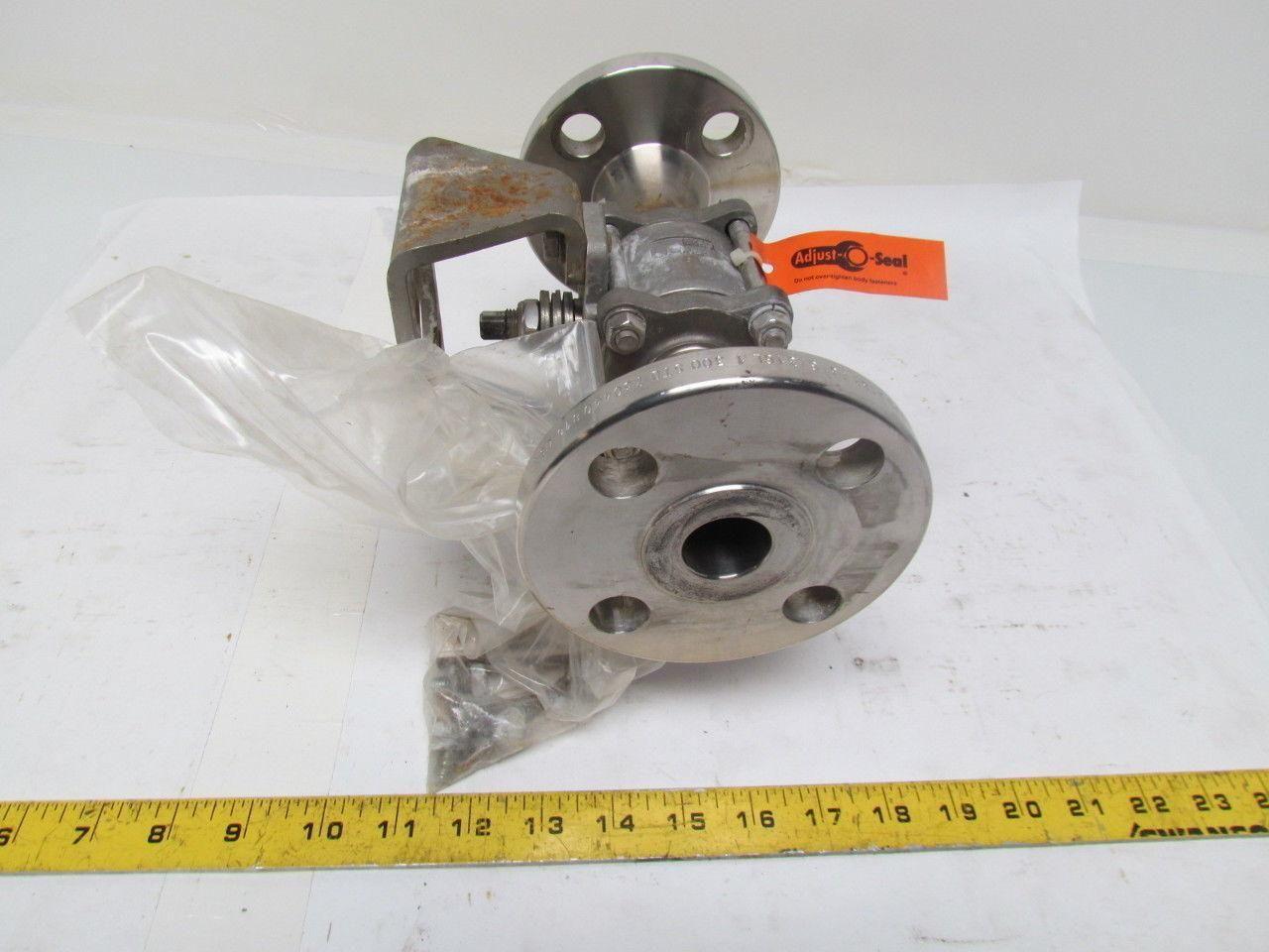 PBM DPH-E5M-L10-02A 1" Stainless Steel 3-Way Flanged Valve w/Actuator Bracket