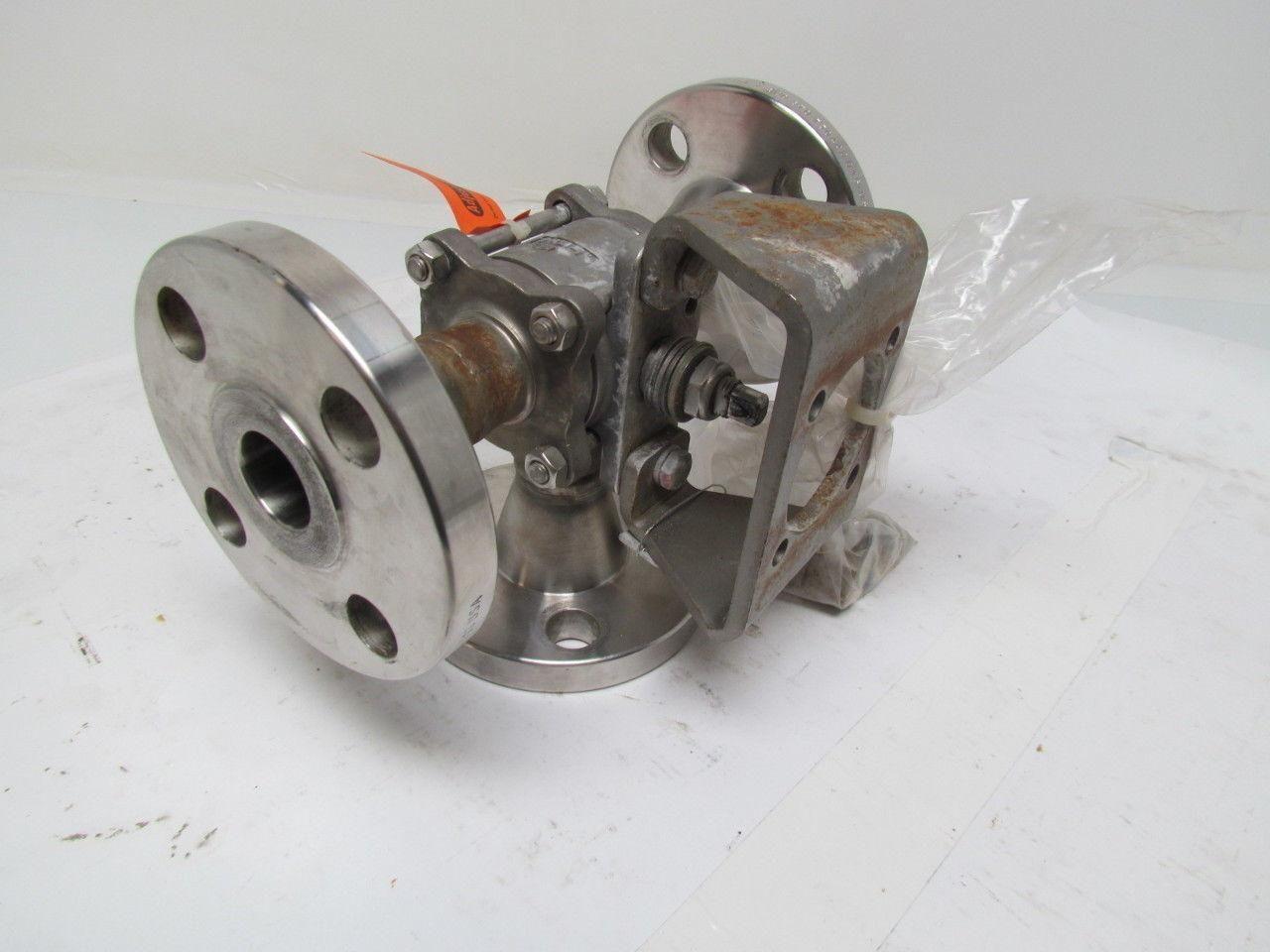 PBM DPH-E5M-L10-02A 1" Stainless Steel 3-Way Flanged Valve w/Actuator Bracket