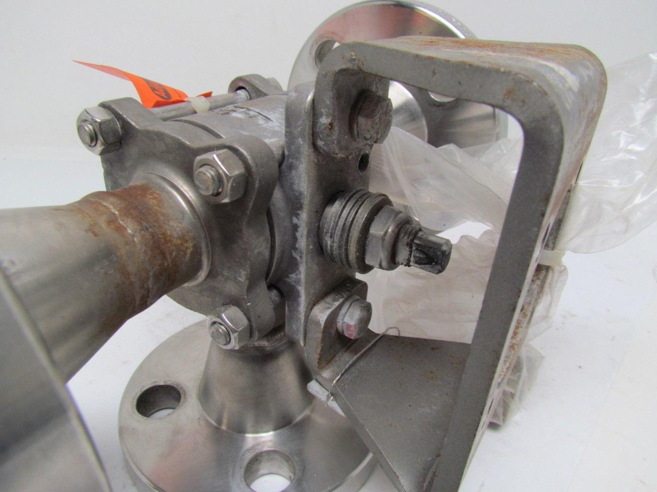 PBM DPH-E5M-L10-02A 1" Stainless Steel 3-Way Flanged Valve w/Actuator Bracket