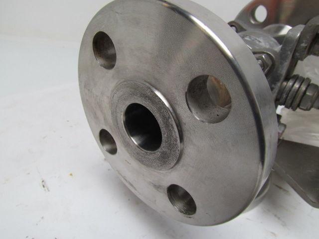 PBM DPH-E5M-L10-02A 1" Stainless Steel 3-Way Flanged Valve w/Actuator Bracket