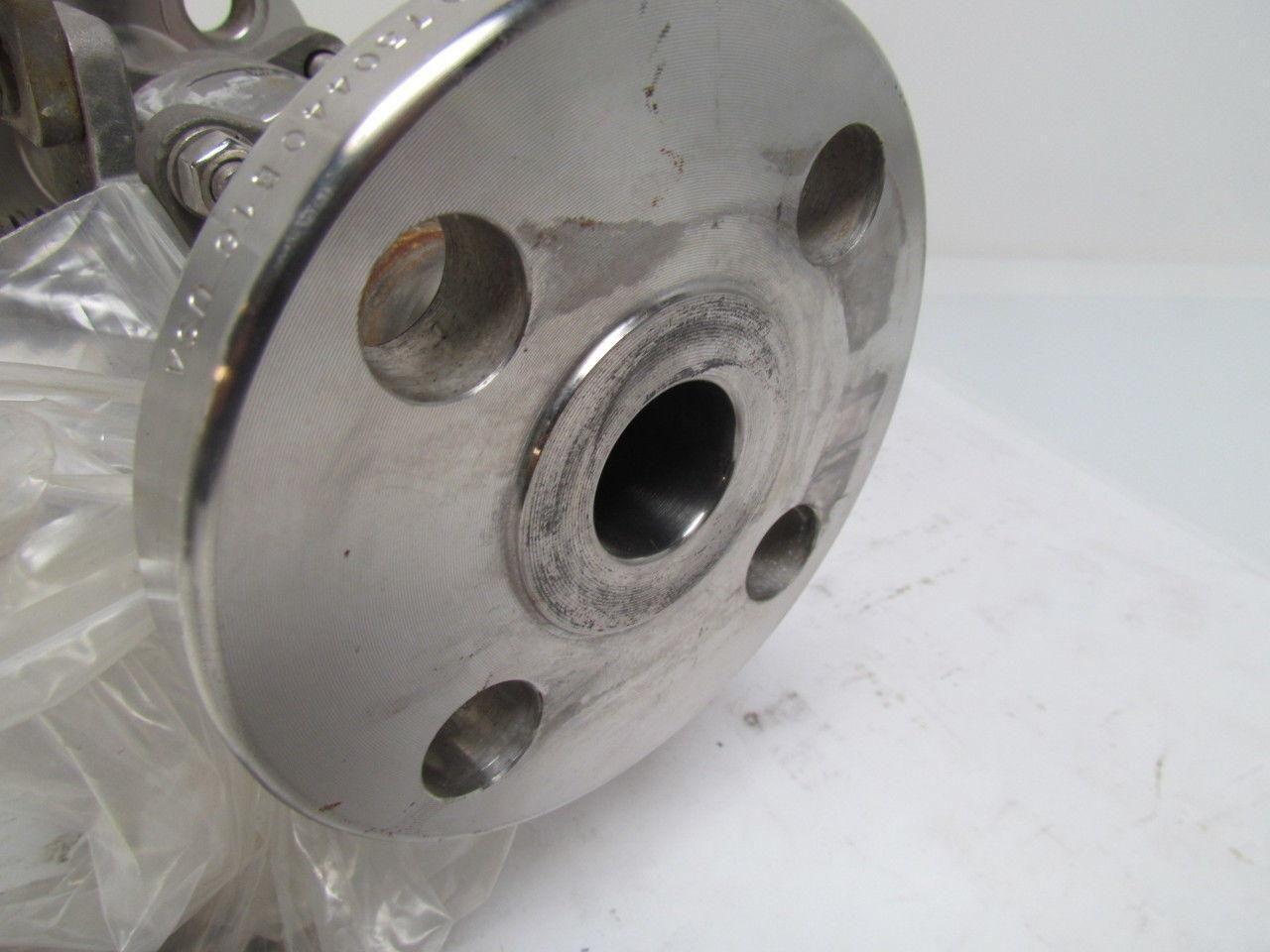 PBM DPH-E5M-L10-02A 1" Stainless Steel 3-Way Flanged Valve w/Actuator Bracket