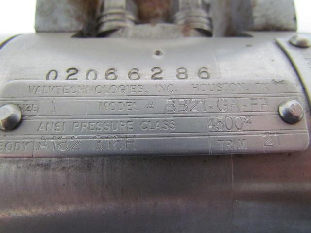 Valvtechnologies BB21-GR-FP Stainless Steel Size 1 Forged High Pressure Valve