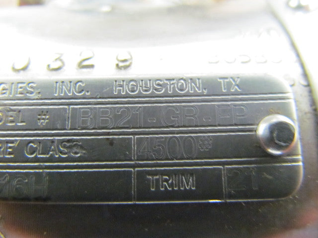 Valvtechnologies BB21-GR-FP Stainless Steel Size 1 Forged High Pressure Valve