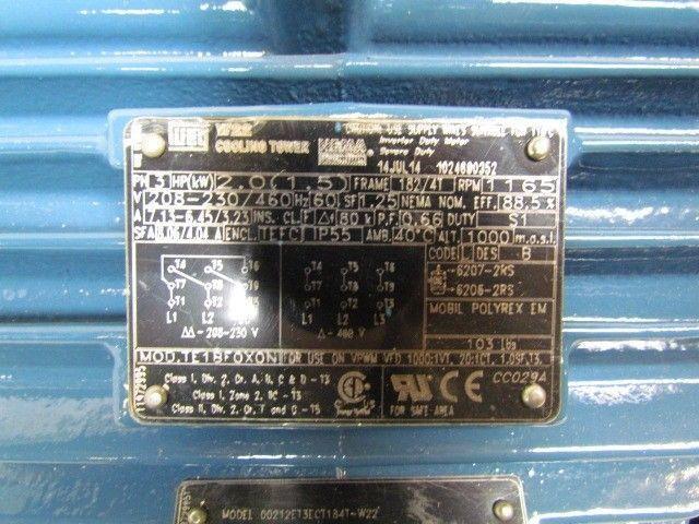 Weg 00212ET3CT184T-W22 Premium Efficiency 2HP Cooling Electric Motor 208-230/460