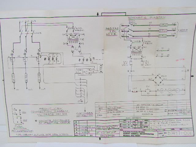 Hubbell B-74971-001 Euclid Manual-Magnetic Disconnect Switch Type 4245 Sz 5 300A
