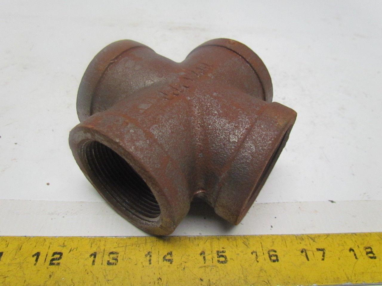 JP Ward 1-1/2"NPT Class 150 Malleable Iron Black Pipe Cross Fitting Lot of 7 USA