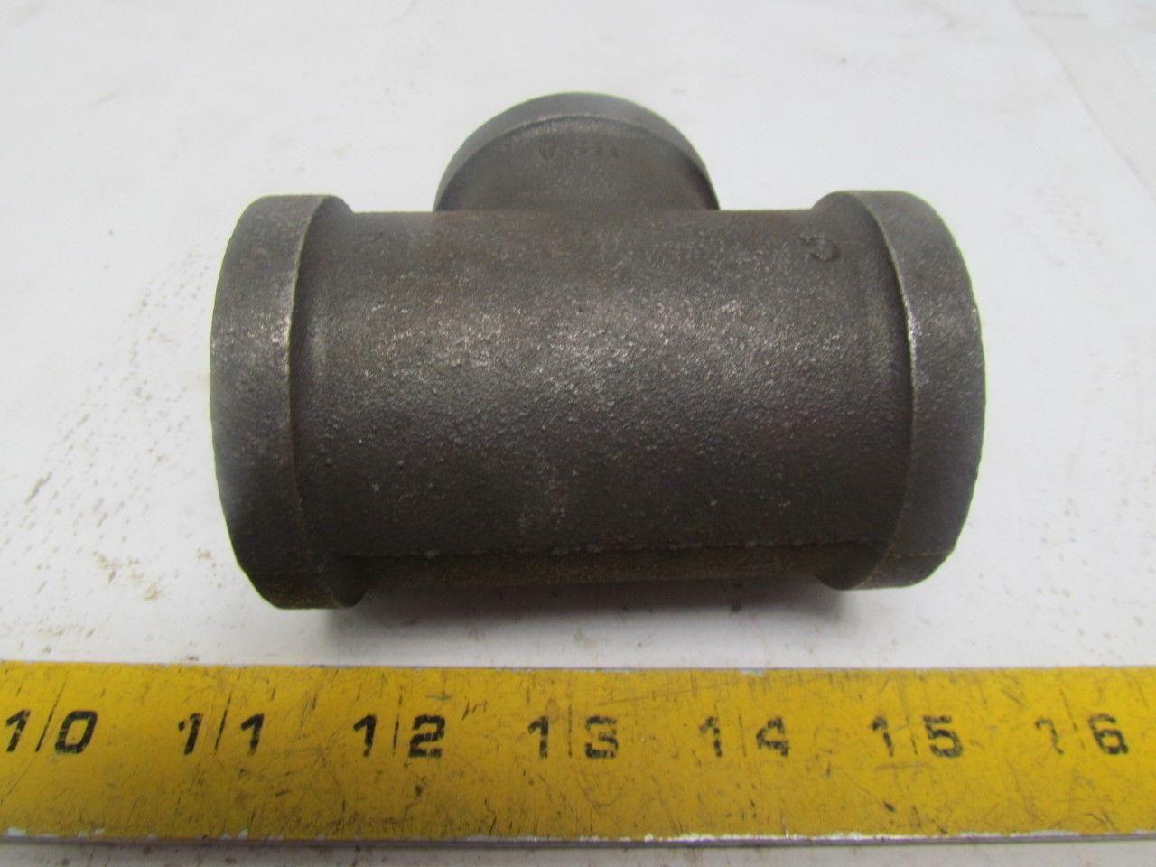 1-1/2x1-1/2x1-1/4" NPT Class 150 Malleable Iron Black Pipe Fitting Tee Lot of 10