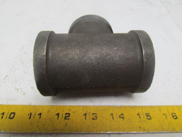 1-1/2x1-1/2x1-1/4" NPT Class 150 Malleable Iron Black Pipe Fitting Tee Lot of 10