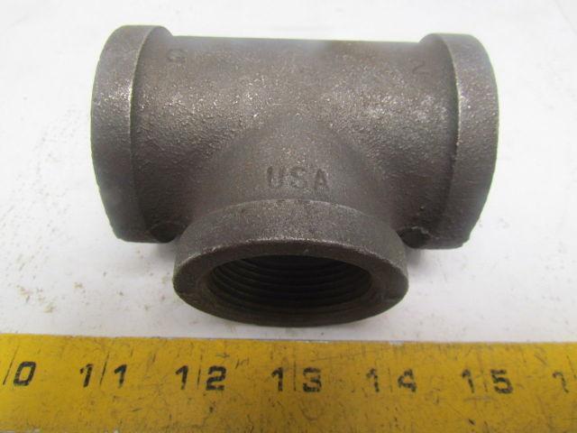 1-1/2x1-1/2x1-1/4" NPT Class 150 Malleable Iron Black Pipe Fitting Tee Lot of 10