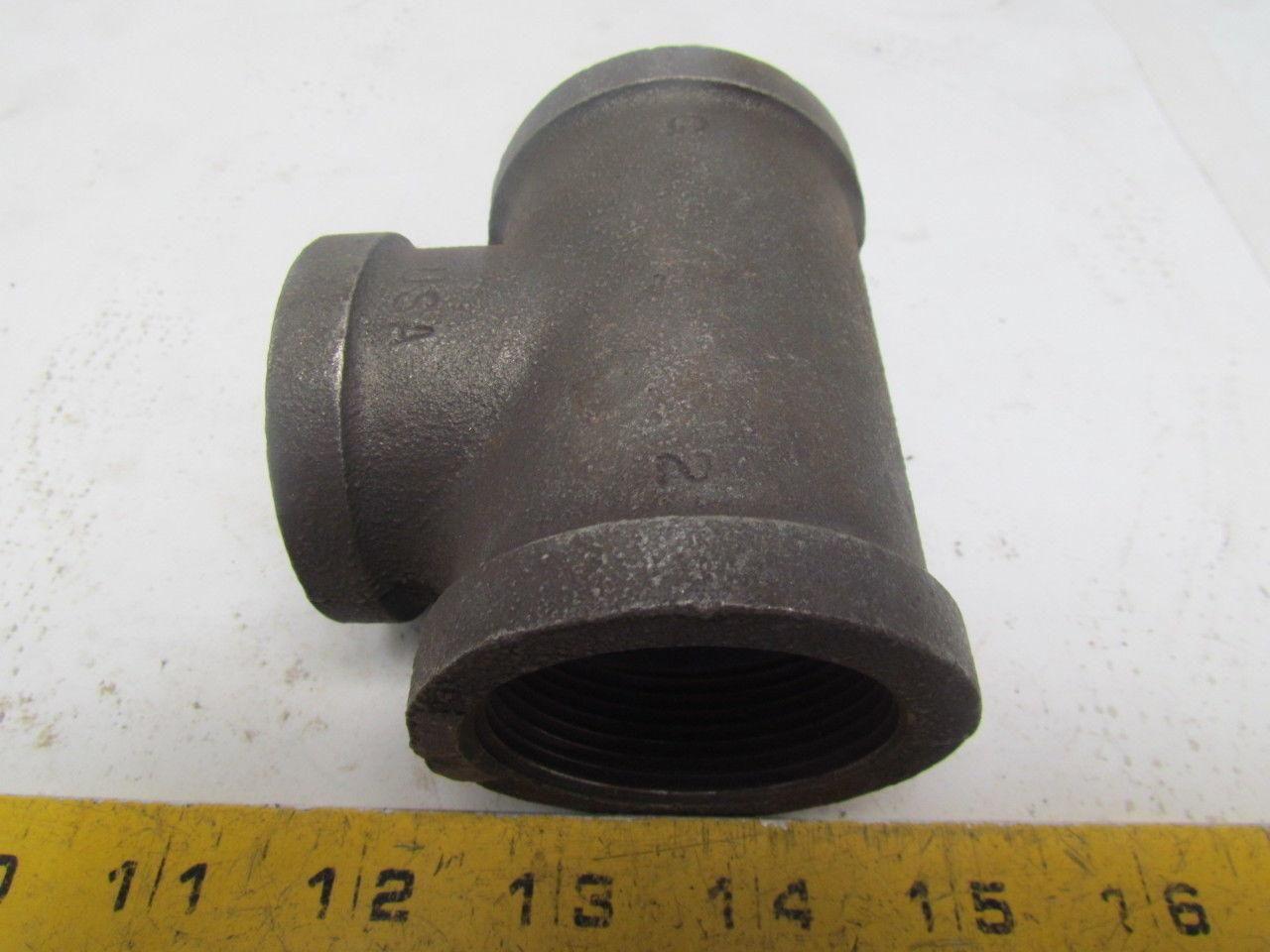 1-1/2x1-1/2x1-1/4" NPT Class 150 Malleable Iron Black Pipe Fitting Tee Lot of 10