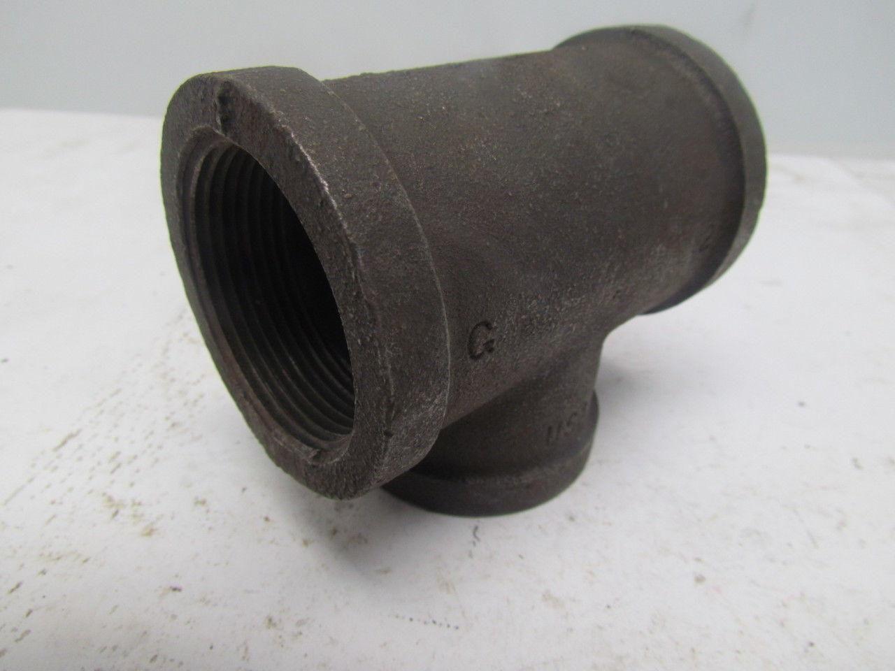 1-1/2x1-1/2x1-1/4" NPT Class 150 Malleable Iron Black Pipe Fitting Tee Lot of 10